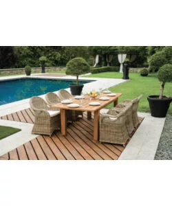TAVOLO DA ESTERNO ALLUNGABILE SOLARIA "SUMATRA" IN TEAK RICICLATO 180/250X100X77 CM