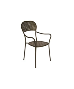 SEDIA DA ESTERNO CON BRACCIOLI SOLARIA "INTRA" IMPILABILE IN FERRO ANTRACITE 54X57X89 CM