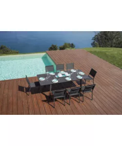 TAVOLO DA ESTERNO ALLUNGABILE SOLARIA "SAN DONATO" IN ALLUMINIO ANTRACITE 160/240X102X75 CM