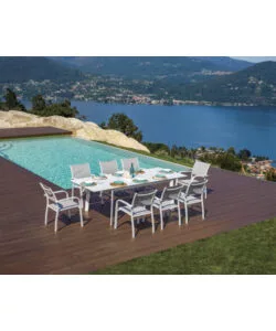 TAVOLO DA ESTERNO ALLUNGABILE SOLARIA "SAN DONATO" IN ALLUMINIO BIANCO 160/240X102X75 CM