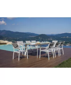 TAVOLO DA ESTERNO ALLUNGABILE SOLARIA "SAN DONATO" IN ALLUMINIO BIANCO 160/240X102X75 CM