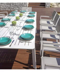 TAVOLO DA ESTERNO ALLUNGABILE SOLARIA "PORTO ERCOLE" IN ALLUMINIO BIANCO 200/300X102X75 CM