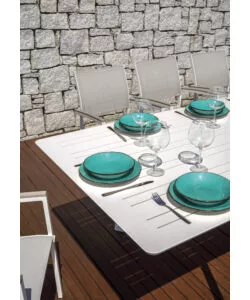TAVOLO DA ESTERNO ALLUNGABILE SOLARIA "PORTO ERCOLE" IN ALLUMINIO BIANCO 200/300X102X75 CM
