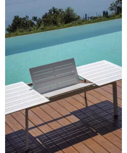 TAVOLO DA ESTERNO ALLUNGABILE SOLARIA "PORTO ERCOLE" IN ALLUMINIO BIANCO 200/300X102X75 CM