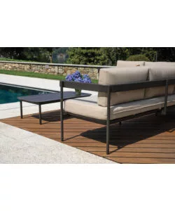 SET DA GIARDINO SOLARIA "TORVAIANICA" IN ALLUMINIO ANTRACITE SABBIA 6 SEDUTE E 1 TAVOLINO