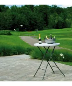 TAVOLO DA ESTERNOROTONDO ALTO SOLARIA "CATERING" IN POLIETILENE BIANCO 80X80X110 CM