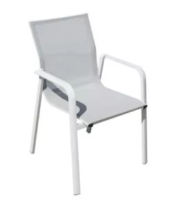 SEDIA DA ESTERNO CON BRACCIOLI SOLARIA "SAMO" IMPILABILE IN ALLUMINIO BIANCO 56X61X90 CM