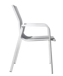 SEDIA DA ESTERNO CON BRACCIOLI SOLARIA "SAMO" IMPILABILE IN ALLUMINIO BIANCO 56X61X90 CM