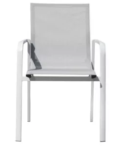 SEDIA DA ESTERNO CON BRACCIOLI SOLARIA "SAMO" IMPILABILE IN ALLUMINIO BIANCO 56X61X90 CM