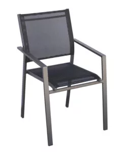 SEDIA DA ESTERNO CON BRACCIOLI SOLARIA "ZARA" IN ALLUMINIO ANTRACITE 54X57X89 CM