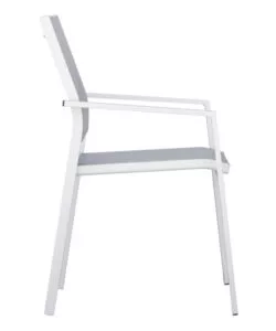 SEDIA DA ESTERNO CON BRACCIOLI SOLARIA "ZARA" IN ALLUMINIO BIANCO E GRIGIO CHIARO 54X57X89 CM