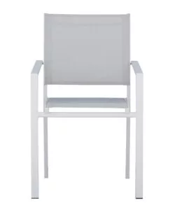 SEDIA DA ESTERNO CON BRACCIOLI SOLARIA "ZARA" IN ALLUMINIO BIANCO E GRIGIO CHIARO 54X57X89 CM