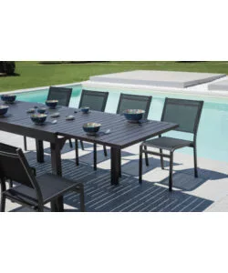 SEDIA DA ESTERNO SOLARIA "POLA" IMPILABILE IN ALLUMINIO ANTRACITE 46X59X86 CM