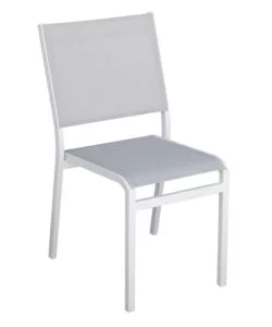 SEDIA DA ESTERNO SOLARIA "POLA" IMPILABILE IN ALLUMINIO BIANCO E GRIGIO CHIARO 46X59X86 CM