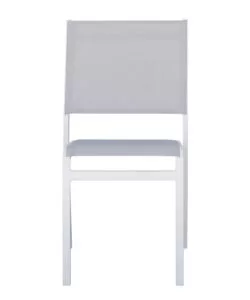 SEDIA DA ESTERNO SOLARIA "POLA" IMPILABILE IN ALLUMINIO BIANCO E GRIGIO CHIARO 46X59X86 CM