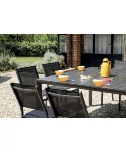 TAVOLO DA ESTERNO ALLUNGABILE SOLARIA "GIACINTO" IN ALLUMINIO ANTRACITE 100/150X150X77 CM