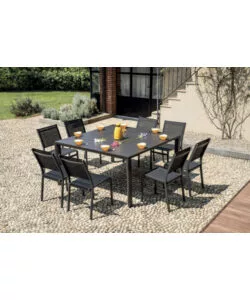 TAVOLO DA ESTERNO ALLUNGABILE SOLARIA "GIACINTO" IN ALLUMINIO ANTRACITE 100/150X150X77 CM
