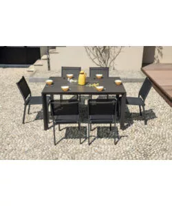 TAVOLO DA ESTERNO ALLUNGABILE SOLARIA "GIACINTO" IN ALLUMINIO ANTRACITE 100/150X150X77 CM