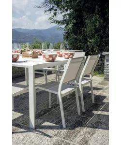 TAVOLO DA ESTERNO ALLUNGABILE SOLARIA "GIACINTO" IN ALLUMINIO BIANCO 100/150X150X77 CM