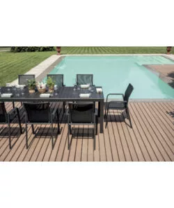 TAVOLO DA ESTERNO ALLUNGABILE SOLARIA "NAXOS" IN ALLUMINIO ANTRACITE 160/240X90X77 CM