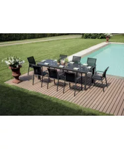 TAVOLO DA ESTERNO ALLUNGABILE SOLARIA "NAXOS" IN ALLUMINIO ANTRACITE 160/240X90X77 CM