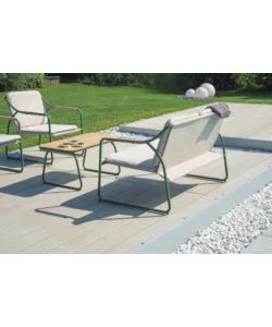 SET DA GIARDINO SOLARIA "TINOS" IN FERRO VERDE 4 SEDUTE E 1 TAVOLINO