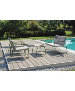 SET DA GIARDINO SOLARIA "TINOS" IN FERRO VERDE 4 SEDUTE E 1 TAVOLINO