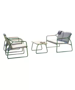 SET DA GIARDINO SOLARIA "TINOS" IN FERRO VERDE 4 SEDUTE E 1 TAVOLINO
