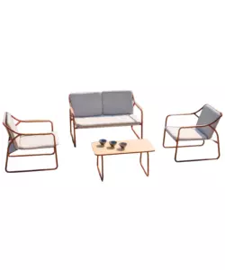 SET DA GIARDINO SOLARIA "TINOS" IN FERRO ROSSO 4 SEDUTE E 1 TAVOLINO