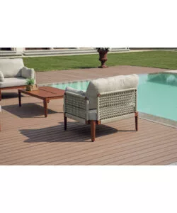SET DA GIARDINO SOLARIA "BANDOL" IN ALLUMINIO ROSSO E CORDA BEIGE 5 SEDUTE E TAVOLINO