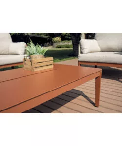 SET DA GIARDINO SOLARIA "BANDOL" IN ALLUMINIO ROSSO E CORDA BEIGE 5 SEDUTE E TAVOLINO