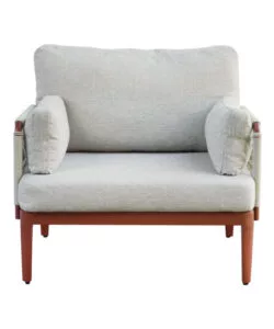 SET DA GIARDINO SOLARIA "BANDOL" IN ALLUMINIO ROSSO E CORDA BEIGE 5 SEDUTE E TAVOLINO