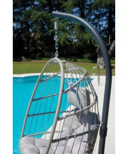 POLTRONA SOSPESA DA ESTERNO SOLARIA IN FERRO ANTRACITE E GRIGIO CHIARO 96X115X196 CM