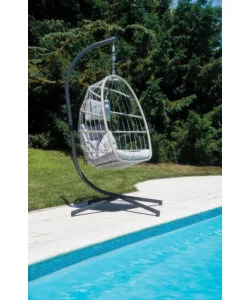 POLTRONA SOSPESA DA ESTERNO SOLARIA IN FERRO ANTRACITE E GRIGIO CHIARO 96X115X196 CM