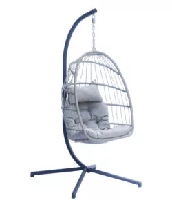 POLTRONA SOSPESA DA ESTERNO SOLARIA IN FERRO ANTRACITE E GRIGIO CHIARO 96X115X196 CM