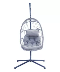 POLTRONA SOSPESA DA ESTERNO SOLARIA IN FERRO ANTRACITE E GRIGIO CHIARO 96X115X196 CM