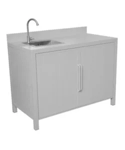 CUCINA DA ESTERNO MODULARE SOLARIA "MODULO 1" IN ALLUMINIO GRIGIO CHIARO CON LAVELLO 120X60X90 CM