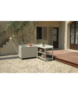 CUCINA DA ESTERNO MODULARE SOLARIA "MODULO 5" IN ALLUMINIO GRIGIO CHIARO 120X60X90 CM