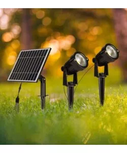 FARETTO LED SOLARE DA ESTERNO CON PICCHETTO VTAC NERO 3000K 2 PEZZI