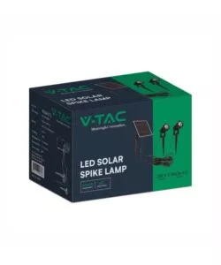 FARETTO LED SOLARE DA ESTERNO CON PICCHETTO VTAC NERO 3000K 2 PEZZI