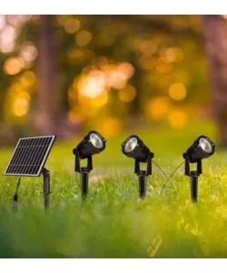 FARETTO LED SOLARE DA ESTERNO CON PICCHETTO VTAC NERO 3000K 3 PEZZI