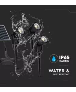 FARETTO LED SOLARE DA ESTERNO CON PICCHETTO VTAC NERO 3000K 3 PEZZI