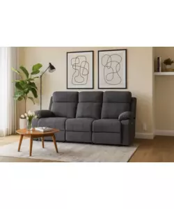 DIVANO 3 POSTI BELLAHOME "ANNIKA" CON 2 RECLINER GRIGIO CANNA DI FUCILE 198X93X101 CM
