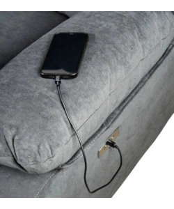 DIVANO 3 POSTI BELLAHOME "ANNIKA" CON 2 RECLINER MOTORIZZATI GRIGIO CANNA DI FUCILE 198X93X101 CM