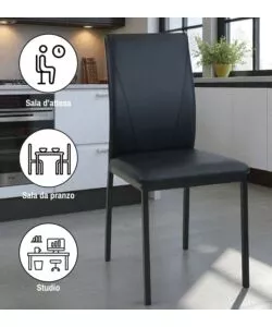 SEDIA BELLAHOME "MINORCA" IN ECOPELLE NERO 43X50X92 CM
