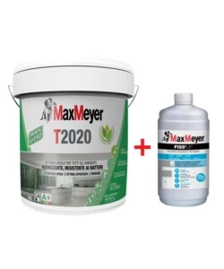 SET PITTURA MURALE TRASPIRANTE MAX MEYER "T2020" BIANCO 14 LT E FISSATIVO ISOLANTE MAX MEYER "FISS'UP" TRASPARENTE 1 LT