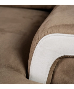 DIVANO LETTO ANGOLARE "ERIKA" IN TESSUTO MARRONE CON PENISOLA A SINISTRA 254X92/165X102 CM