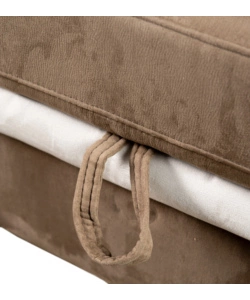 DIVANO LETTO ANGOLARE "ERIKA" IN TESSUTO MARRONE CON PENISOLA A SINISTRA 254X92/165X102 CM