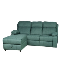 DIVANO ANGOLARE BELLAHOME "KETTY" IN TESSUTO VERDE CON PENISOLA A SINISRA 197X174/93,5X95 CM