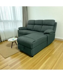 DIVANO ANGOLARE BELLAHOME "KETTY" IN TESSUTO VERDE CON PENISOLA A DESTRA 197X174/93,5X95 CM